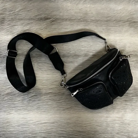 MADDEN NYC Womens Embellished Multi Pocket Fannypack Crossbody Vegan Belt Bag - Picture 1 of 15